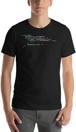 CodeMerch Ethereum Code Printed 100% Cotton Black T-Shirt for Coders, Programmers, Developers, and Computer Engineers - Black