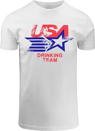 ShirtBANC USA Drinking Team Funny Alcohol Themed Mens Graphic Shirt, S-3XL