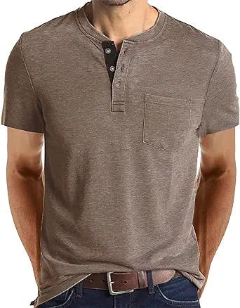 FANARCHER Men’s Henley Short Sleeve T-Shirts Casual Tee Shirts Cotton Summer Tops