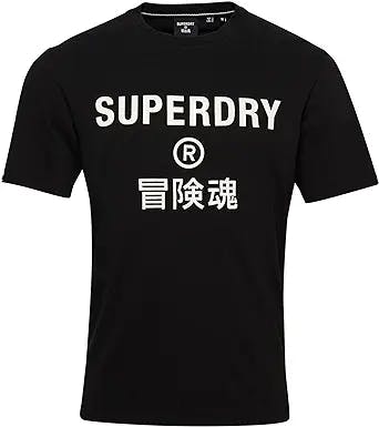 Superdry Mens Code Core Sport T-Shirt, Loose Fit, Ribbed Crew Neck Collar
