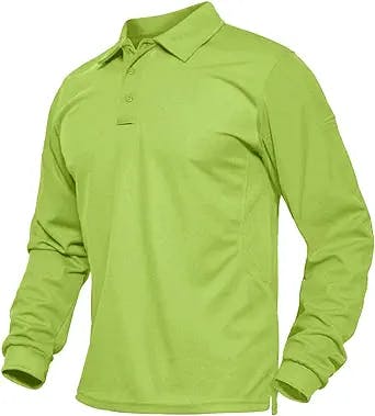 BIYLACLESEN Men's Jersey Golf Polo Shirts Outdoor Pique Performance Tactical Military Long Sleeve Shirts