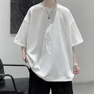 Printed Short-Sleeved Men's Summer Thin Five-Point Sleeve Casual Half-Sleeve T-Shirt Loose (Color : White, Size : XL Code)