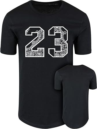 ShirtBANC 23 Paisley Bandana Mens Graphic Drop Cut Shirt, Basketball Tee, S-3XL