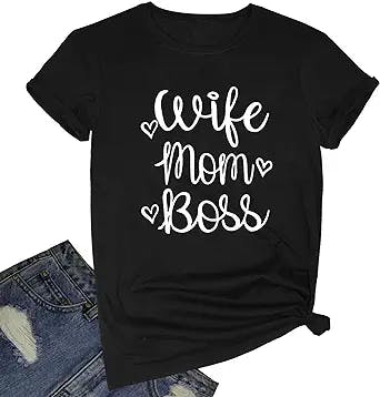 Boss Up Your Wardrobe with BLACKOO Women Wife Mom Boss Graphic Funny T Shir