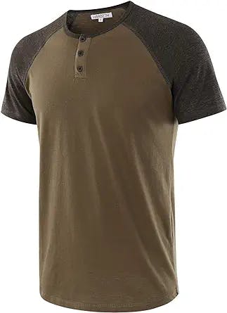 HARBETH Men's Casual Short Sleeve Henley Shirt Raglan Fit Baseball T-Shirts Tee