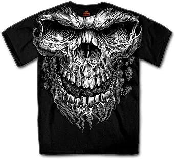 Hot Leathers Men's Shredder Skull Jumbo Print Shirt: A Must-Have for Any Bi