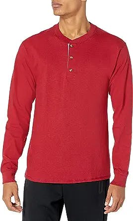 Hanes Men's T-Shirts, Men's BeefyT Henley Shirts, Men's Cotton Long Sleeve 