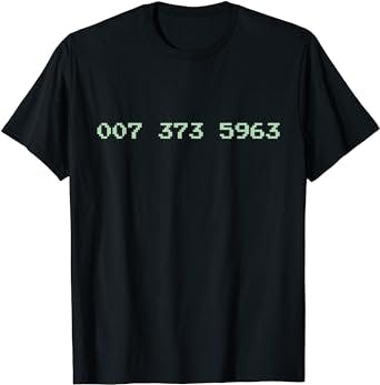 007 373 5963 Video Game Code 1987 80's retro games T-Shirt