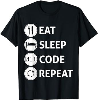 Funny Eat Sleep Code Repeat T-shirt for IT Geeks