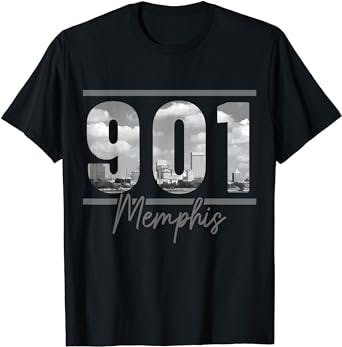 Memphis 901 Area Code Skyline Tennessee Vintage T-Shirt