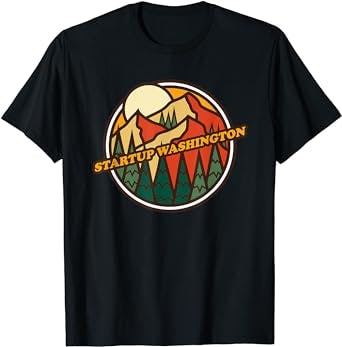 Vintage Startup, Washington Mountain Hiking Souvenir Print T-Shirt