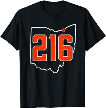 Retro Cleveland 216 Area Code Ohio outline T-Shirt