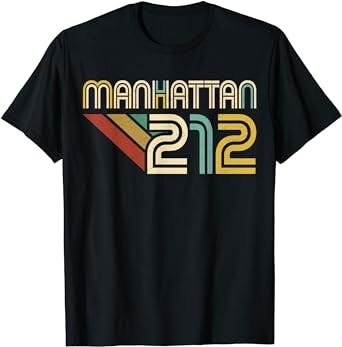 Manhattan 212 New York City State Area Code, NYC Vintage T-Shirt