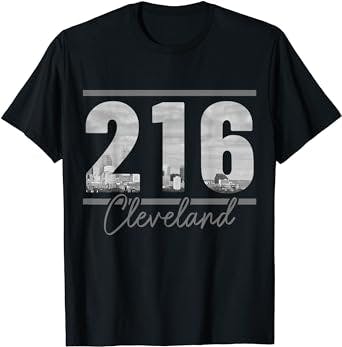 Cleveland 216 Area Code Skyline Ohio Vintage T-Shirt
