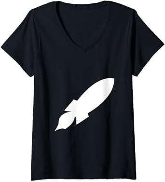 Womens White Rocket - Startup Rocket - Entrepreneurship V-Neck T-Shirt