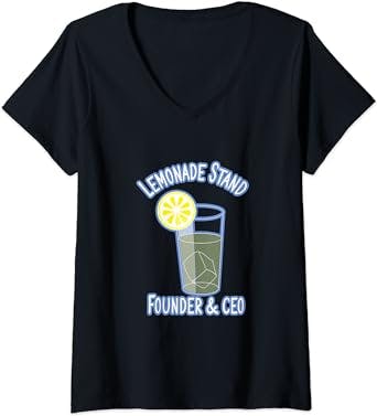 Womens Lemonade Stand Start-up Entrepreneur Hustle Hustler Kids Gif V-Neck T-Shirt