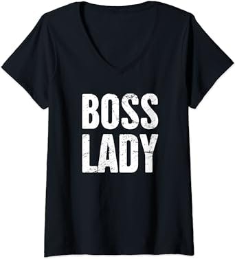 Womens Distressed Startup Boss, CEO & Business Owner Entrepreneur V-Neck T-Shirt
