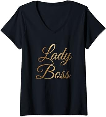 Womens Lady Boss Business Mother Startup-Mom V-Neck T-Shirt