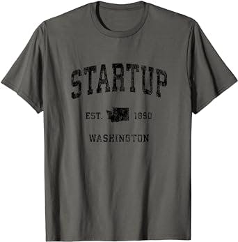Startup Washington WA Vintage Athletic Black Sports Design T-Shirt: A Retro