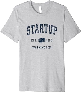 Startup Washington WA Vintage Athletic Navy Sports Design Premium T-Shirt